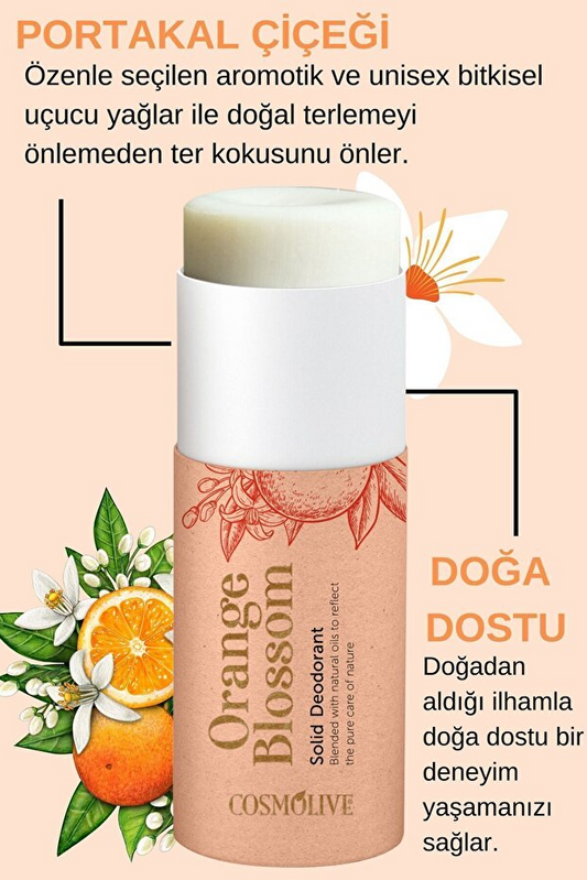 Cosmolive Doğal Roll On | Koltuk Altı Deodorant | Organik | Kokusuz | Portakal Çiçeği | Rolon | 80 gr