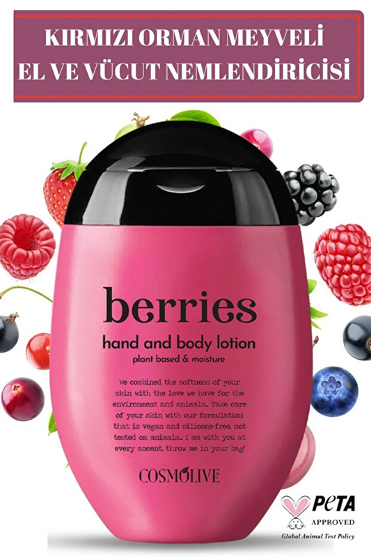 Cosmolive El Ve Vücut Losyonu | Kırmızı Orman Meyveli | Kokulu | Nemlendirici Krem | 100 ml