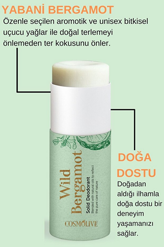 Cosmolive Doğal Roll On | Koltuk Altı Deodorant | Organik | Kokusuz | Bergamot | Rolon | 80 gr