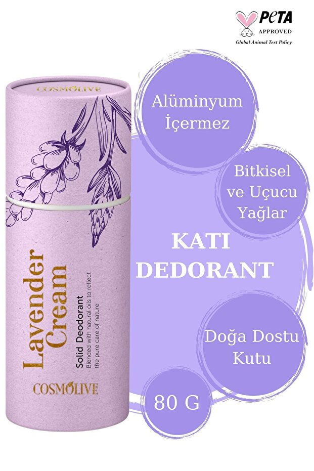 Cosmolive Doğal Roll On | Koltuk Altı Deodorant | Organik | Kokusuz | Lavanta Kremi | Rolon | 80 gr