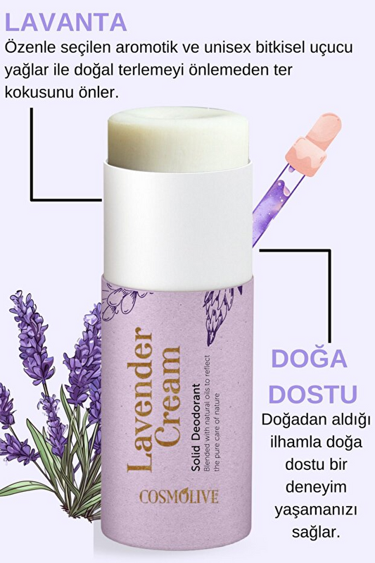 Cosmolive Doğal Roll On | Koltuk Altı Deodorant | Organik | Kokusuz | Lavanta Kremi | Rolon | 80 gr