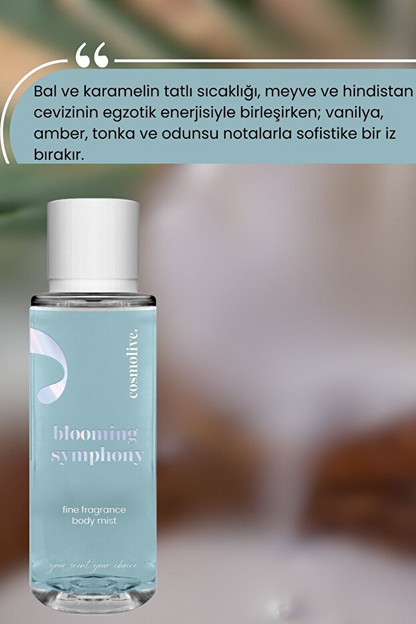 Cosmolive Vücut Spreyi Body Mist | Golden Honey | Blooming Symphony | Işıltılı | Nemlendirici | Kadın | 250 ml