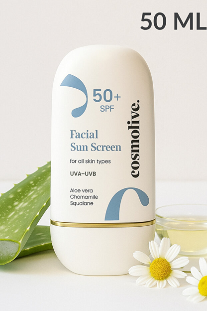 Cosmolive Güneş Kremi | %100 Doğal | Mineralli | Yüz | Spf 50 | Yağlı - Kuru - Karma Ciltler | Su Bazlı