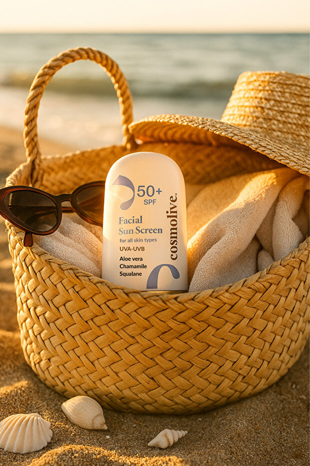 Cosmolive Güneş Kremi | %100 Doğal | Mineralli | Yüz | Spf 50 | Yağlı - Kuru - Karma Ciltler | Su Bazlı