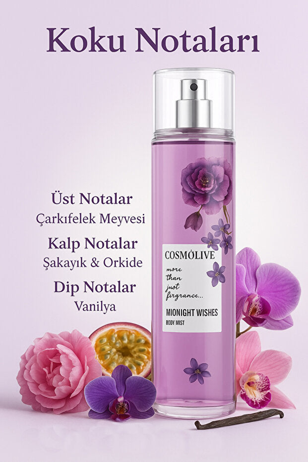Cosmolive Bombshell Midnight Wishes Shimmery Moisturizing Body Mist for Women 250 ml