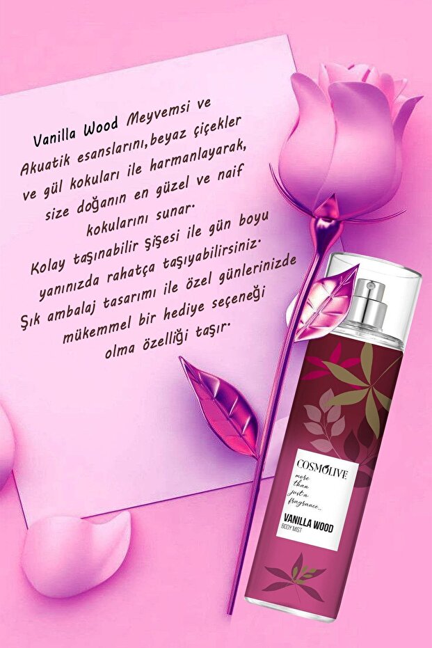 Vücut Spreyi Body Mist | Gold Angel | Vanilla Wood | Kadın | Işıltılı | Nemlendirici | 250 ml - 6